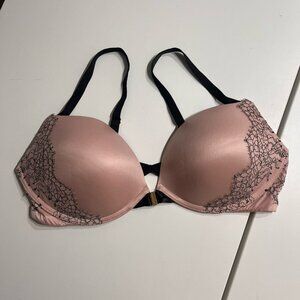 VICTORIA SECRET NUDE BLACK LACE FRONT CLOSURE VERY SEXY 38C PUSH UP BRA
